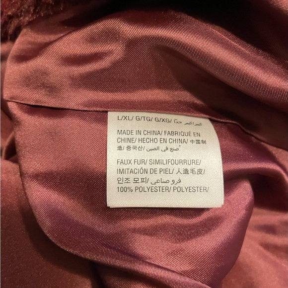 Style Co Faux-Fur Hoodie Jacket Wine Sz L/XL - Picture 5 of 6